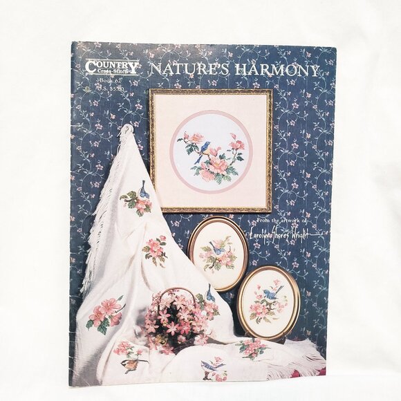 Nature's Harmony Birds Country Cross Stitch Pattern Leaflet 62 Flowers 1990 - Picture 1 of 6